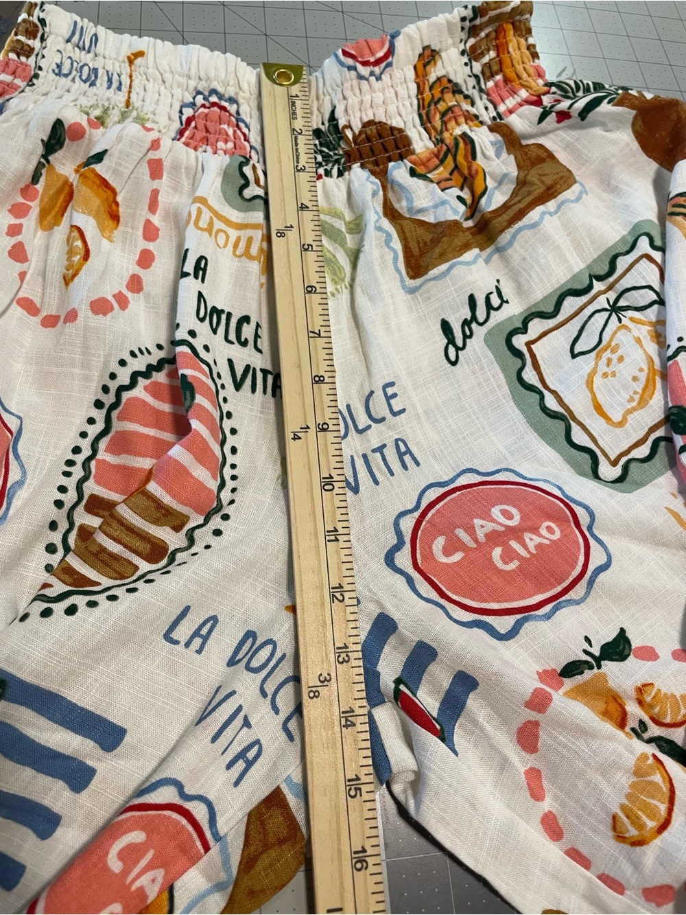 Wide Leg Cream Printed Palazzo Pants with Italian-Inspired Motif - Picture 10 of 12